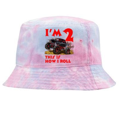 I'm 2 Two This Is How I Roll Monster Truck 2nd Birthday Tie-Dyed Bucket Hat