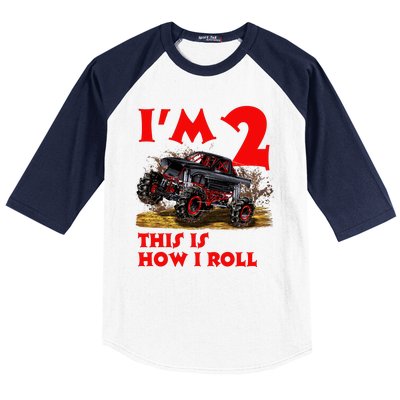 I'm 2 Two This Is How I Roll Monster Truck 2nd Birthday Baseball Sleeve Shirt