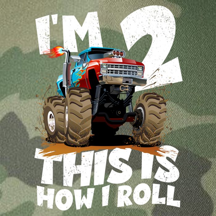 I'm 2 Two This Is How I Roll Monster Truck 2nd Birthday Legacy Tie Dye Trucker Hat