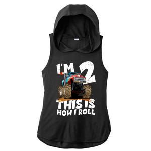 I'm 2 Two This Is How I Roll Monster Truck 2nd Birthday Ladies PosiCharge Tri-Blend Wicking Draft Hoodie Tank