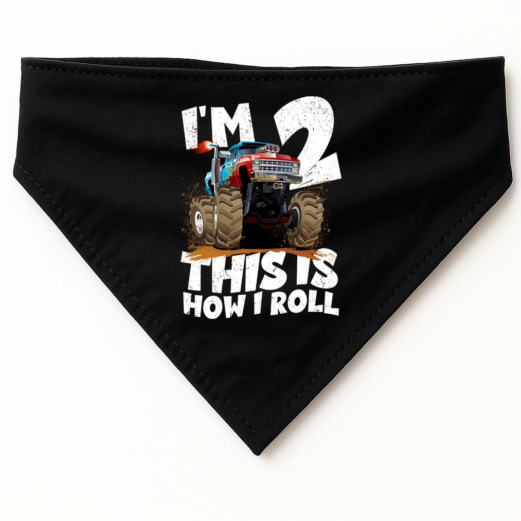 I'm 2 Two This Is How I Roll Monster Truck 2nd Birthday USA-Made Doggie Bandana