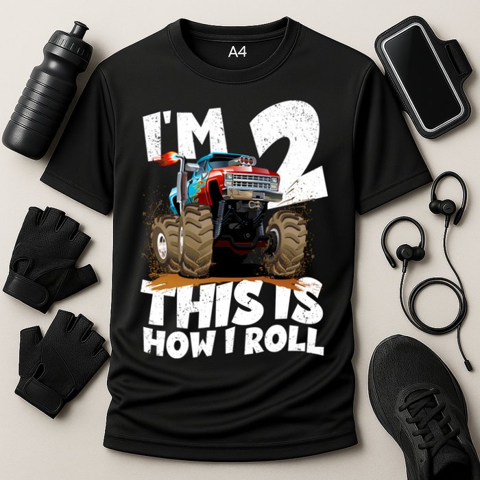 I'm 2 Two This Is How I Roll Monster Truck 2nd Birthday Cooling Performance Crew T-Shirt