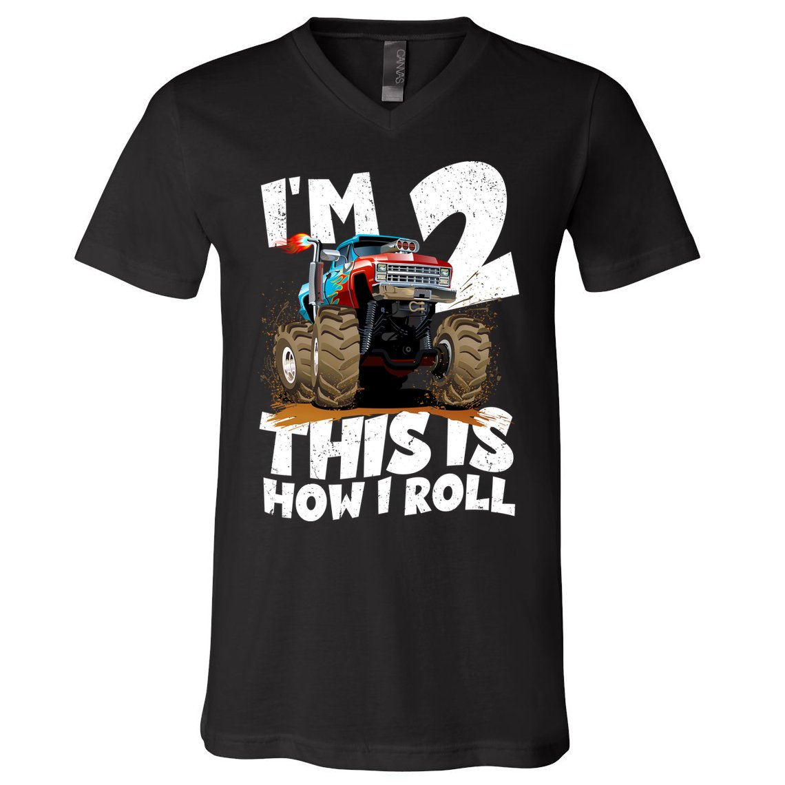 I'm 2 Two This Is How I Roll Monster Truck 2nd Birthday V-Neck T-Shirt