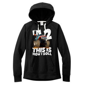 I'm 2 Two This Is How I Roll Monster Truck 2nd Birthday Women's Fleece Hoodie