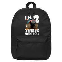 I'm 2 Two This Is How I Roll Monster Truck 2nd Birthday 16 in Basic Backpack