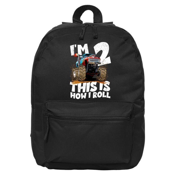 I'm 2 Two This Is How I Roll Monster Truck 2nd Birthday 16 in Basic Backpack