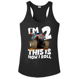 I'm 2 Two This Is How I Roll Monster Truck 2nd Birthday Ladies PosiCharge Competitor Racerback Tank