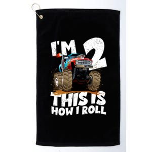 I'm 2 Two This Is How I Roll Monster Truck 2nd Birthday Platinum Collection Golf Towel