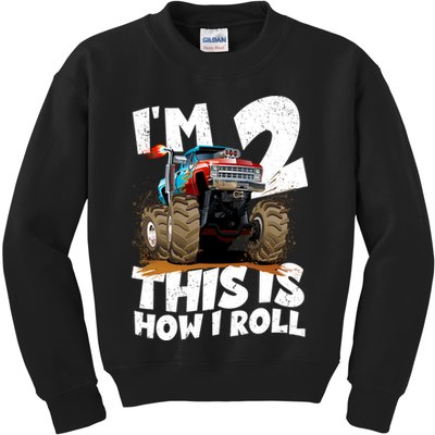 I'm 2 Two This Is How I Roll Monster Truck 2nd Birthday Kids Sweatshirt