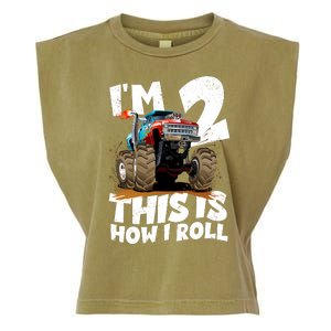 I'm 2 Two This Is How I Roll Monster Truck 2nd Birthday Garment-Dyed Women's Muscle Tee