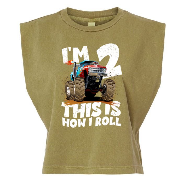 I'm 2 Two This Is How I Roll Monster Truck 2nd Birthday Garment-Dyed Women's Muscle Tee