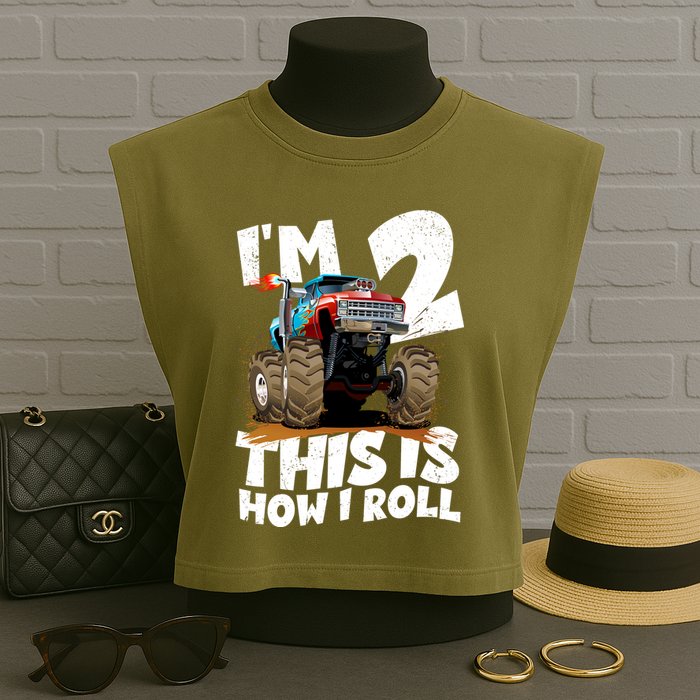 I'm 2 Two This Is How I Roll Monster Truck 2nd Birthday Garment-Dyed Women's Muscle Tee
