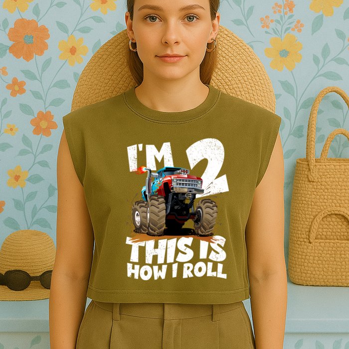 I'm 2 Two This Is How I Roll Monster Truck 2nd Birthday Garment-Dyed Women's Muscle Tee