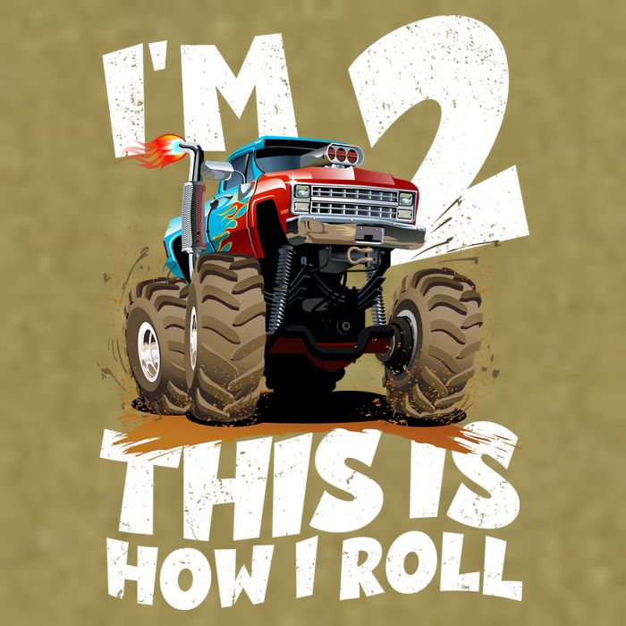 I'm 2 Two This Is How I Roll Monster Truck 2nd Birthday Garment-Dyed Women's Muscle Tee