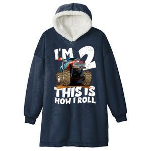 I'm 2 Two This Is How I Roll Monster Truck 2nd Birthday Hooded Wearable Blanket