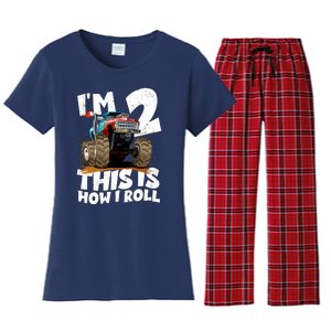 I'm 2 Two This Is How I Roll Monster Truck 2nd Birthday Women's Flannel Pajama Set