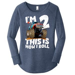 I'm 2 Two This Is How I Roll Monster Truck 2nd Birthday Women's Perfect Tri Tunic Long Sleeve Shirt