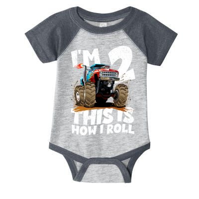 I'm 2 Two This Is How I Roll Monster Truck 2nd Birthday Infant Baby Jersey Bodysuit