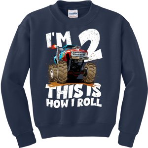 I'm 2 Two This Is How I Roll Monster Truck 2nd Birthday Kids Sweatshirt