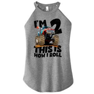 I'm 2 Two This Is How I Roll Monster Truck 2nd Birthday Women's Perfect Tri Rocker Tank