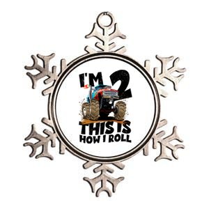 I'm 2 Two This Is How I Roll Monster Truck 2nd Birthday Metallic Star Ornament