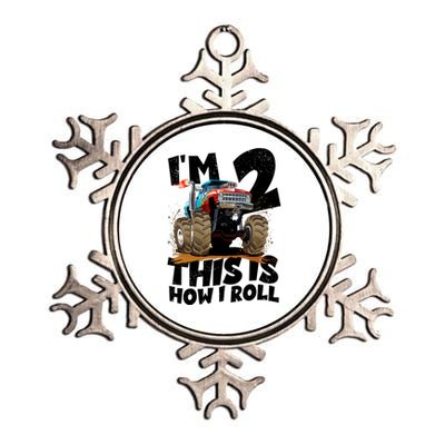 I'm 2 Two This Is How I Roll Monster Truck 2nd Birthday Metallic Star Ornament