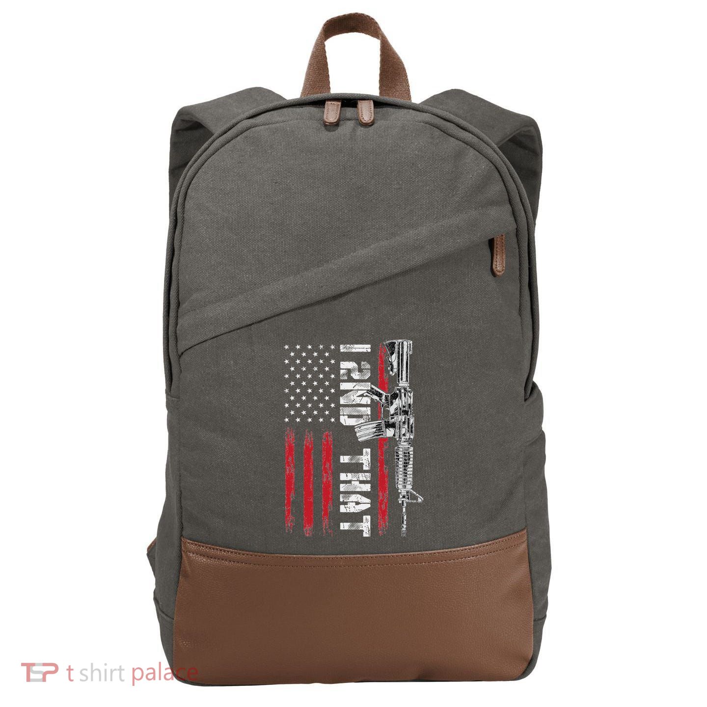 I 2nd That Second Amendment Pro Gun American Flag Patriotic Cotton Canvas Backpack