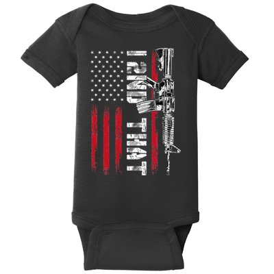 I 2nd That Second Amendment Pro Gun American Flag Patriotic Baby Bodysuit