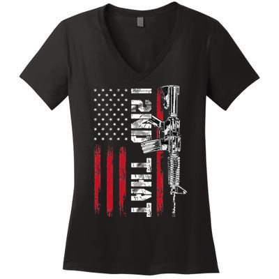 I 2nd That Second Amendment Pro Gun American Flag Patriotic Women's V-Neck T-Shirt