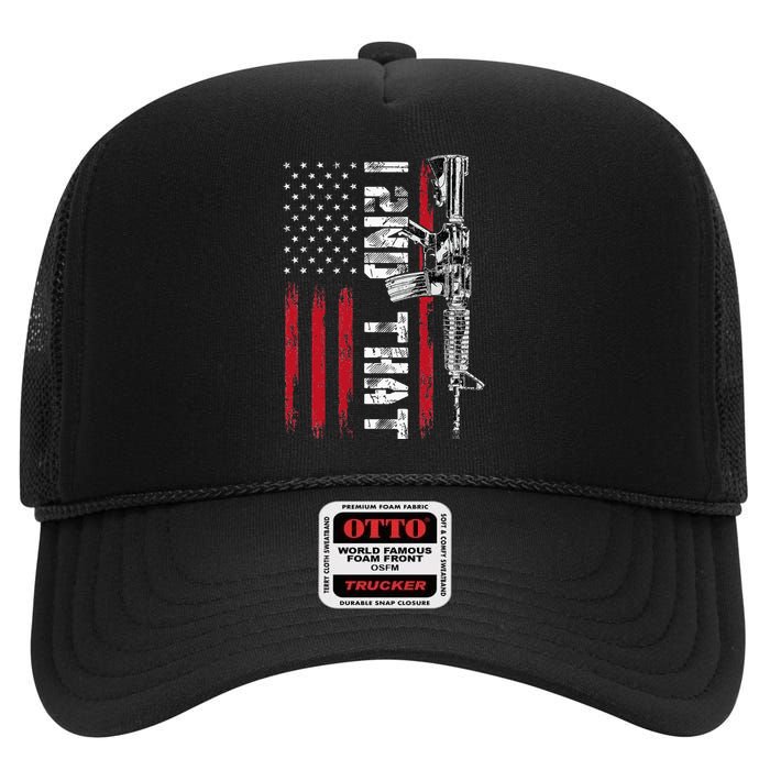 I 2nd That Second Amendment Pro Gun American Flag Patriotic High Crown Mesh Back Trucker Hat