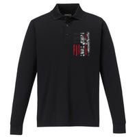 I 2nd That Second Amendment Pro Gun American Flag Patriotic Performance Long Sleeve Polo