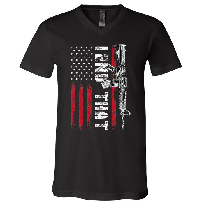 I 2nd That Second Amendment Pro Gun American Flag Patriotic V-Neck T-Shirt