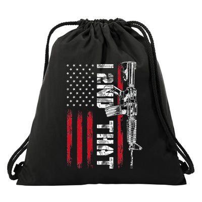 I 2nd That Second Amendment Pro Gun American Flag Patriotic Drawstring Bag