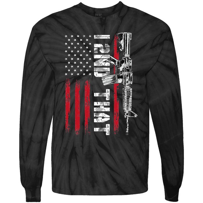 I 2nd That Second Amendment Pro Gun American Flag Patriotic Tie-Dye Long Sleeve Shirt