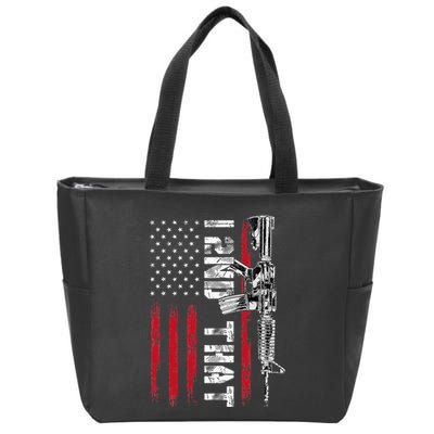 I 2nd That Second Amendment Pro Gun American Flag Patriotic Zip Tote Bag