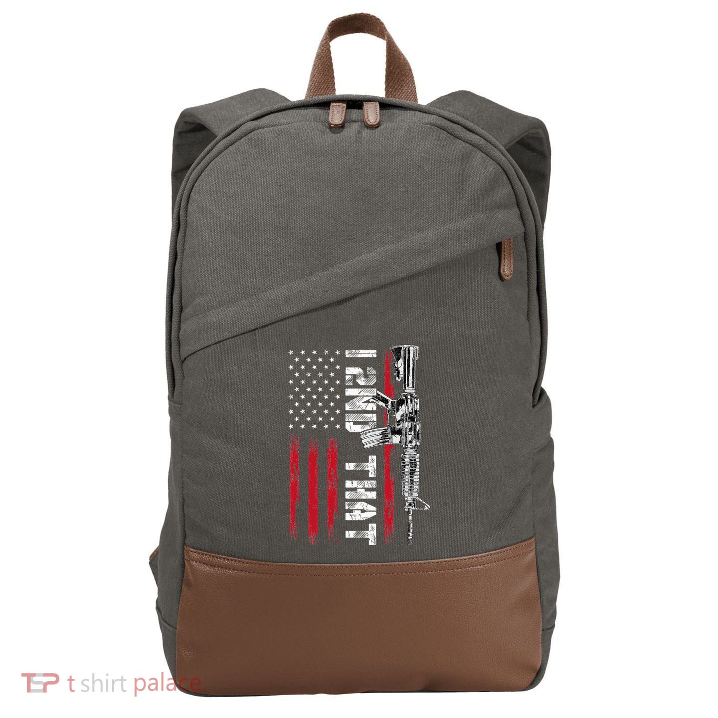 I 2nd That Second Amendment Pro Gun American Flag Patriotic Cotton Canvas Backpack