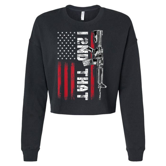 I 2nd That Second Amendment Pro Gun American Flag Patriotic Cropped Pullover Crew