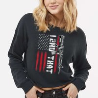 I 2nd That Second Amendment Pro Gun American Flag Patriotic Cropped Pullover Crew