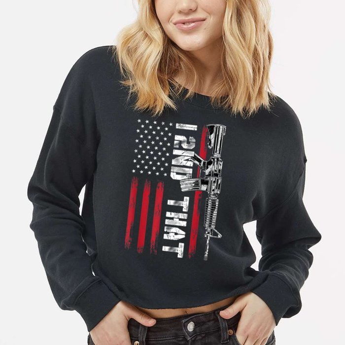 I 2nd That Second Amendment Pro Gun American Flag Patriotic Cropped Pullover Crew