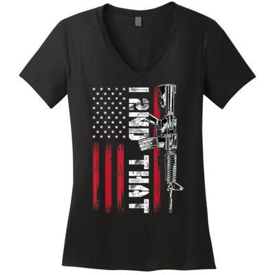 I 2nd That Second Amendment Pro Gun American Flag Patriotic Women's V-Neck T-Shirt