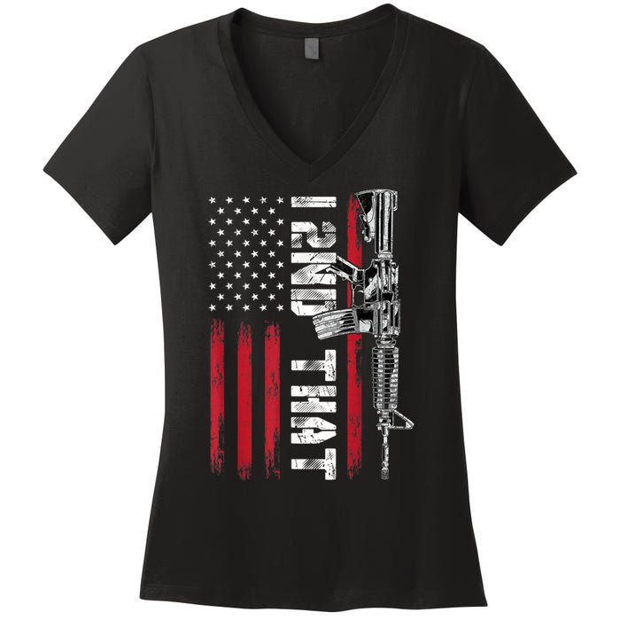 I 2nd That Second Amendment Pro Gun American Flag Patriotic Women's V-Neck T-Shirt
