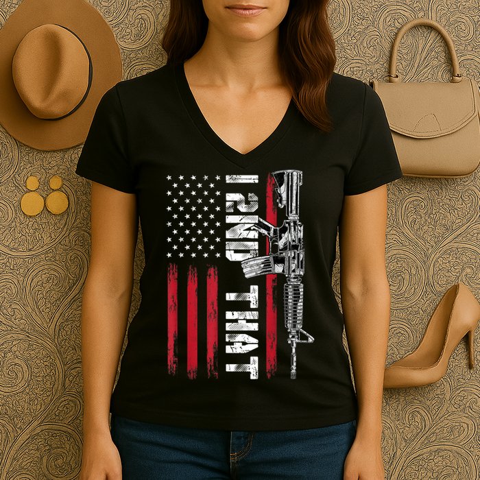 I 2nd That Second Amendment Pro Gun American Flag Patriotic Women's V-Neck T-Shirt