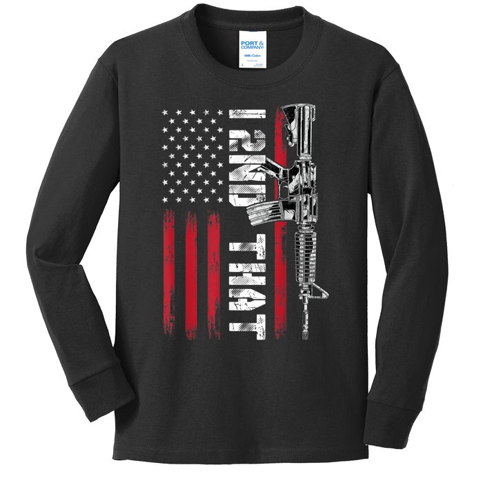 I 2nd That Second Amendment Pro Gun American Flag Patriotic Kids Long Sleeve Shirt