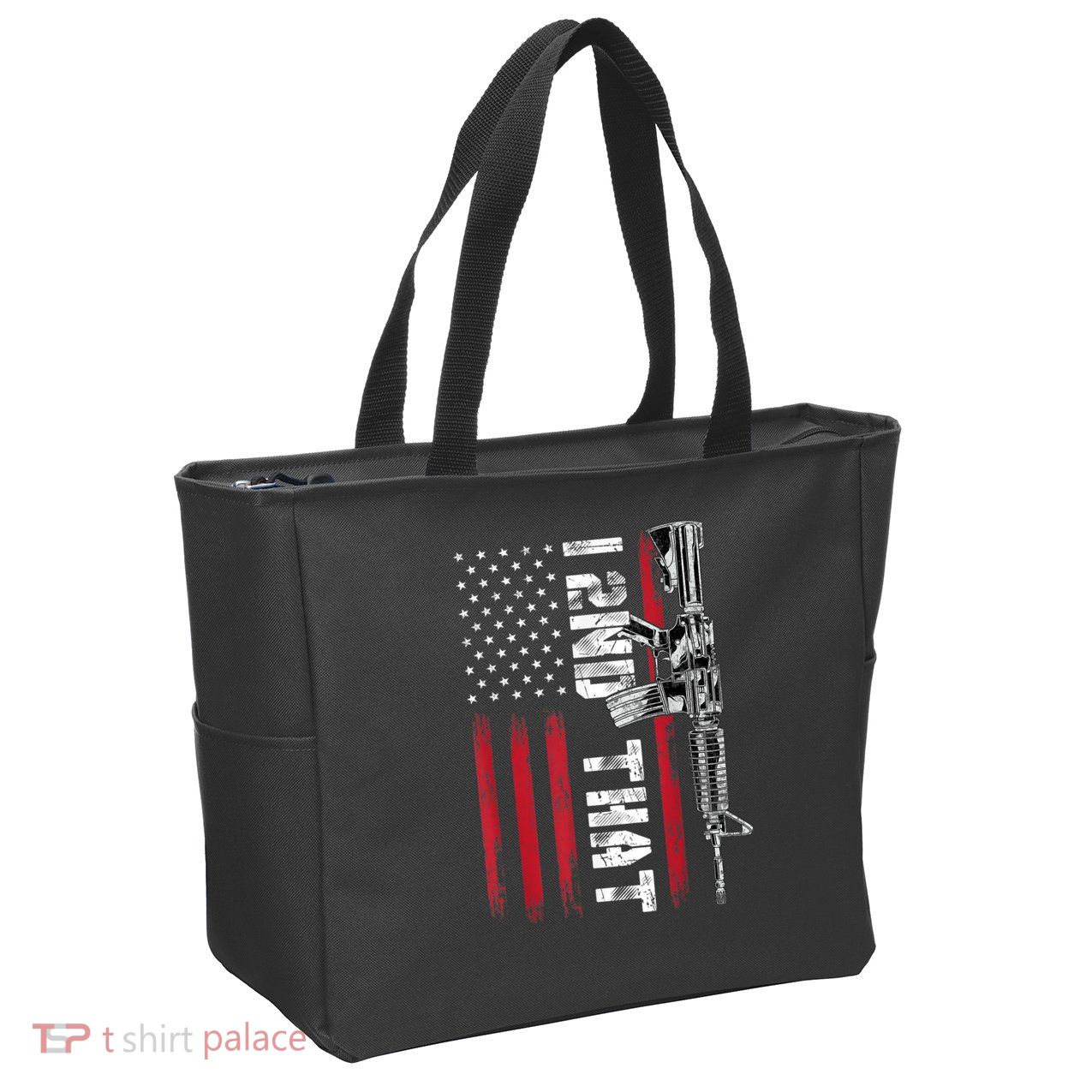 I 2nd That Second Amendment Pro Gun American Flag Patriotic Zip Tote Bag