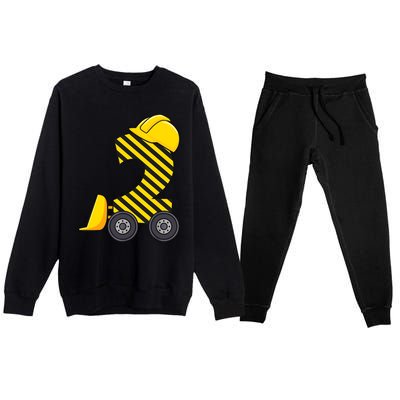 Im 2 Year Old Gift Excavator Construction 2nd Birthday Boy Premium Crewneck Sweatsuit Set