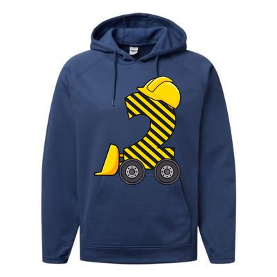 Im 2 Year Old Gift Excavator Construction 2nd Birthday Boy Performance Fleece Hoodie