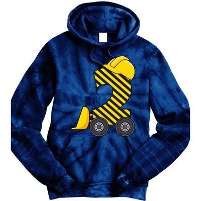 Im 2 Year Old Gift Excavator Construction 2nd Birthday Boy Tie Dye Hoodie