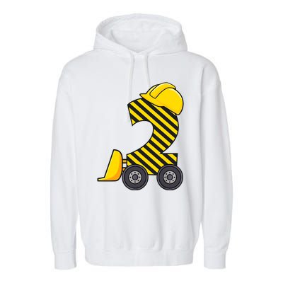 Im 2 Year Old Gift Excavator Construction 2nd Birthday Boy Garment-Dyed Fleece Hoodie