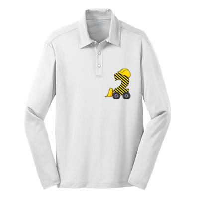 Im 2 Year Old Gift Excavator Construction 2nd Birthday Boy Silk Touch Performance Long Sleeve Polo