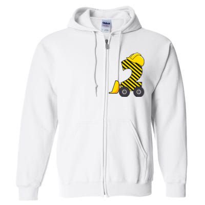 Im 2 Year Old Gift Excavator Construction 2nd Birthday Boy Full Zip Hoodie